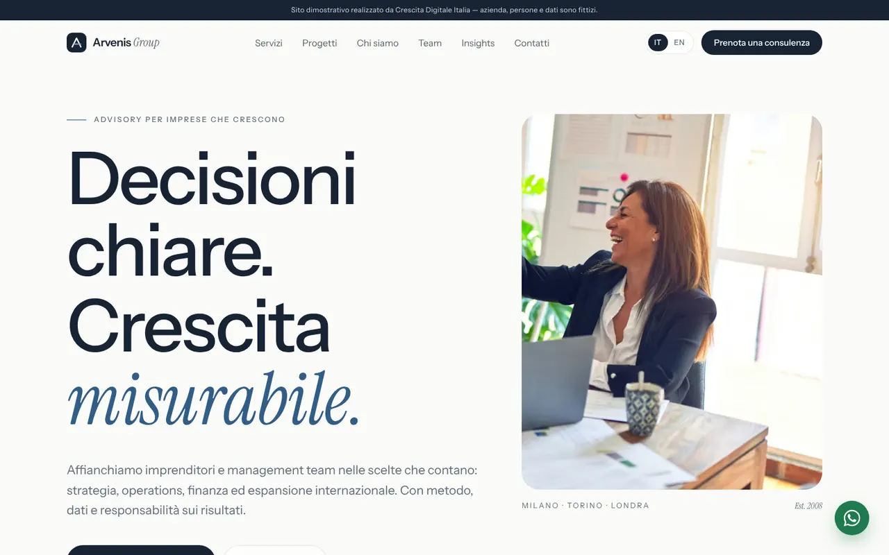 Arvenis Group home page on desktop